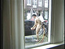 Naked Man Outdoor Shower