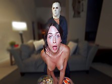 Step Bro Is Back From Halloween Party To Give Step Sis A Scary Giant Penis