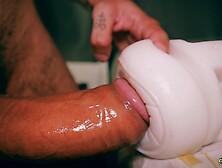 Closeup Asmr Beautiful Big Uncut Cock Fucking Fleshlight And Shooting A Big Cum Load