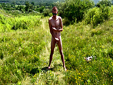 Redhead Strips Naked Outdoors & Publicly Cums In The Mountains