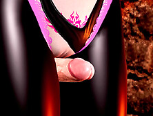 Sexy Succubus with Large Bazookas in Oil - Thighjob Teasing for Large Weenie in Leather Leggings,  POV Staircase Doggy Style Sex