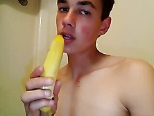 Twink Fucks Himself With A Banana