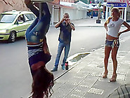 Hot Russian Chicks Dancing On A Street Sign