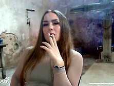German goddess dominates with foot worship and pantyhose fetish