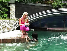 Intense Poolside Lesbian Action