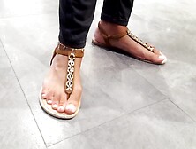 Her Cutie french pedicured foot,  Goddess feet inside sandals