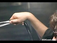 Imprisoned and sprayed asian teen