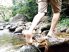 College Couple Outdoor Sex Beside In River