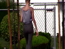 Ass Jiggles As Hottie Walks In Skin Tight Leggings