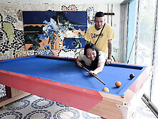 Thomas Teaches Anita To Play Pool And Star Fruit With Her Vagina