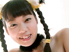 Busty Catgirl in White Bikini got Massaged in Bed