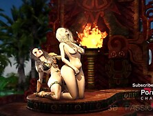 Amazons.  A charming blonde has anal sex with 3d fine dickgirl on the island