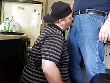 Fat Daddy Trucker Uses Chubby Boy's Mouth As A Dumping Ground