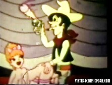 Horse Jacks Off On Classic Cartoons While Watching Naked Lady Masturbate.