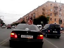 Strip Girl In Auto In Street. Mp4