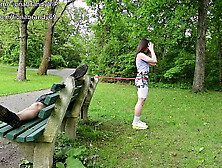 Public purk work out routine.  Fiona Brandy Keeps body fit and clothes tight!