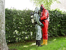 Chemical Hazmat Rubber Suit Action