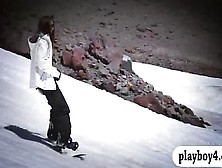 Hot babes snowboard and deep sea fishing while they all