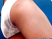 JAPAN PISS TV - Underwear peeing with stunning short haired Japanese goddess