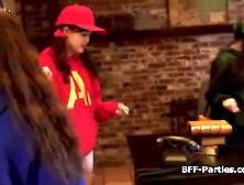 Halloween candy stealing turns to fourway shlong sucking for those wicked teens