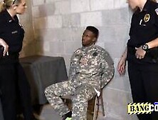 Busty Cops Give Naughty Pleasure To This Black Soldier