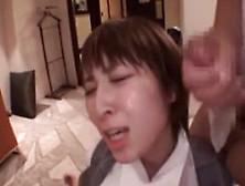 Asian sweetie takes a facial in hardcore sex scene