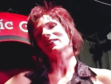 A wild German redhead pleasing her muff with a hard dildo