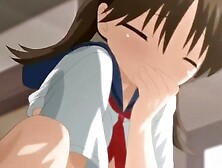 Shy anime girl licks a massive cock and gets stretched with it