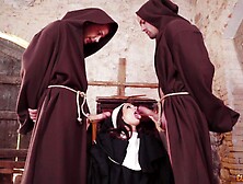 Dirty Nun Fucked By Two Guys In Pussy And Mouth And She Wants More