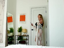 All natural BREASTY BLOND needs attention whilst her bf is gone - Angie Faith