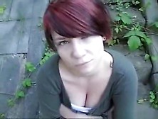 German Redhead Girl Pov Blowjob Outdoor