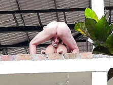 Real Exhibitionist Couple Fucking In Villa Balcony