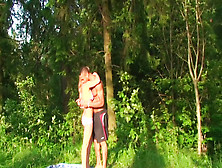 Foursome of hawt students 18+ fucking on the forest glade