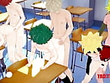 Yaoi Mega Orgy - Naruto, Deku, Bakugou, Sieg, Shirou, Luffy, Zoro, Inosuke & Tanjiro -