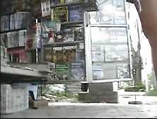 Newspaper Stand Upskirt Video Of A Hot Brunette