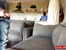 Part one: COCK FLASH MAID, pervert jerks off and gets caught by naive nanny, she sucks him deep