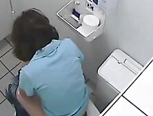 Girl Pissing On Toilet Sitting On Bowl Back To The Cam