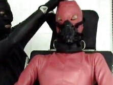 Latex Rubber Lesbians Femdom Breath Play Gas Mask Gyno Clinic Chair Bondage