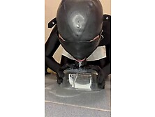 Gimp Deepthroat Puke Black Dildo Zentai Latex Hood