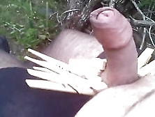 Slave With Pantyhose,  Clothespins On Cock And Double Cumshot