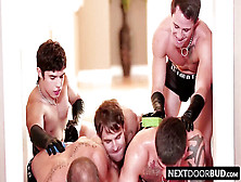 Fantastic Jocks Having Bareback 3 Way Gay Soiree