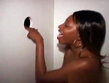 Black Amateur Bimbo Sucks And Banged Through Glory Hole