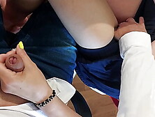 Hand-job in the classroom.  Monstrous Cum-shot while fingering classmate twat, 18yo