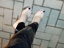 Public crossdressing in sexy stripper heels