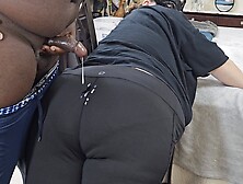 Sexy Big Ass Curvy Blonde Milf In Yoga Pants Twerking & Teasing Black Guy,  Resulting In Cum On Ass (Shooting Big Load)