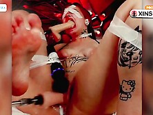 REDHEAD WHIPS WHITE CREAM IN HER SNATCH WITH A LARGE SEX TOOL