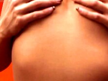 Tantalizing European Mia Angel sticking dildo in her pussy