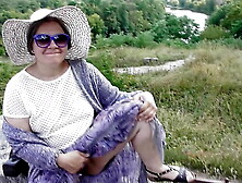 Hairy mature upskirt on the carriage