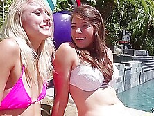 Two Beautiful Vixens Are Sitting By The Pool And Then Go Inside For An Intense Fuck