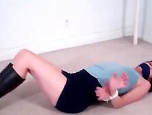 hottie working weekends run into a burglar and gets bondage